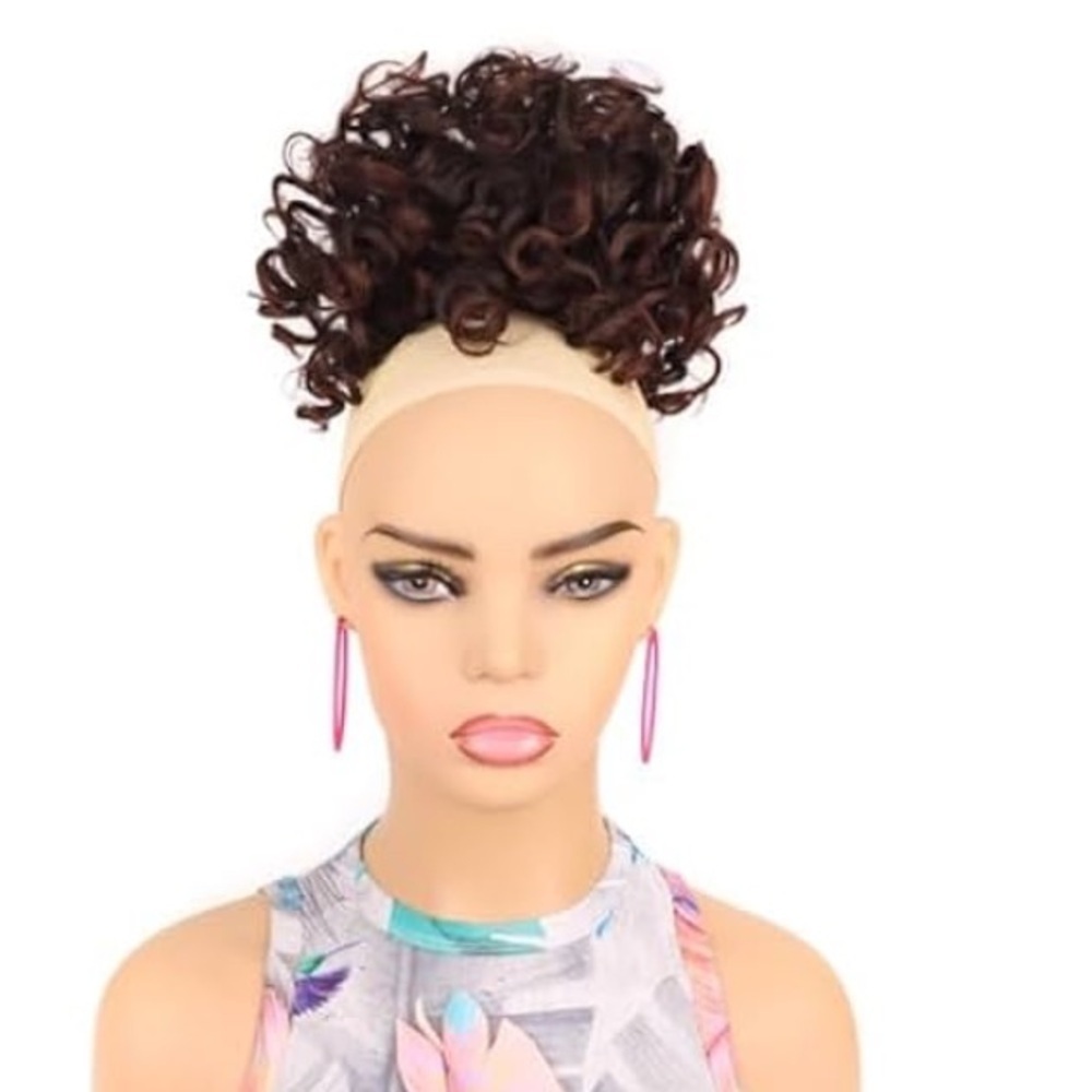 Women Spiral Curl Ponytail Extension Wig and Hair Bun Piece with Drawstring